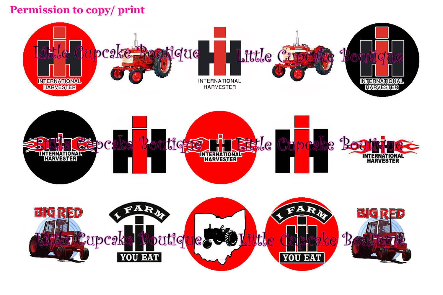 Red Tractor 1 Inch Bottlecap DIGITAL Images by LittleCupcakeGirls
