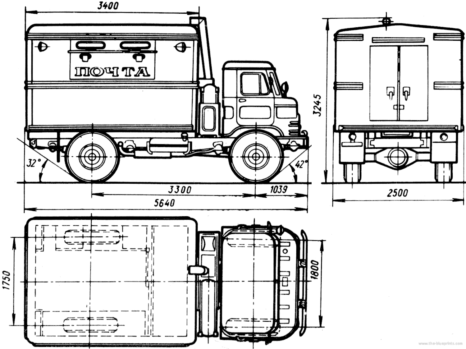 The-Blueprints.com - Blueprints > Trucks > GAZ > GAZ-66-01 GZSA-