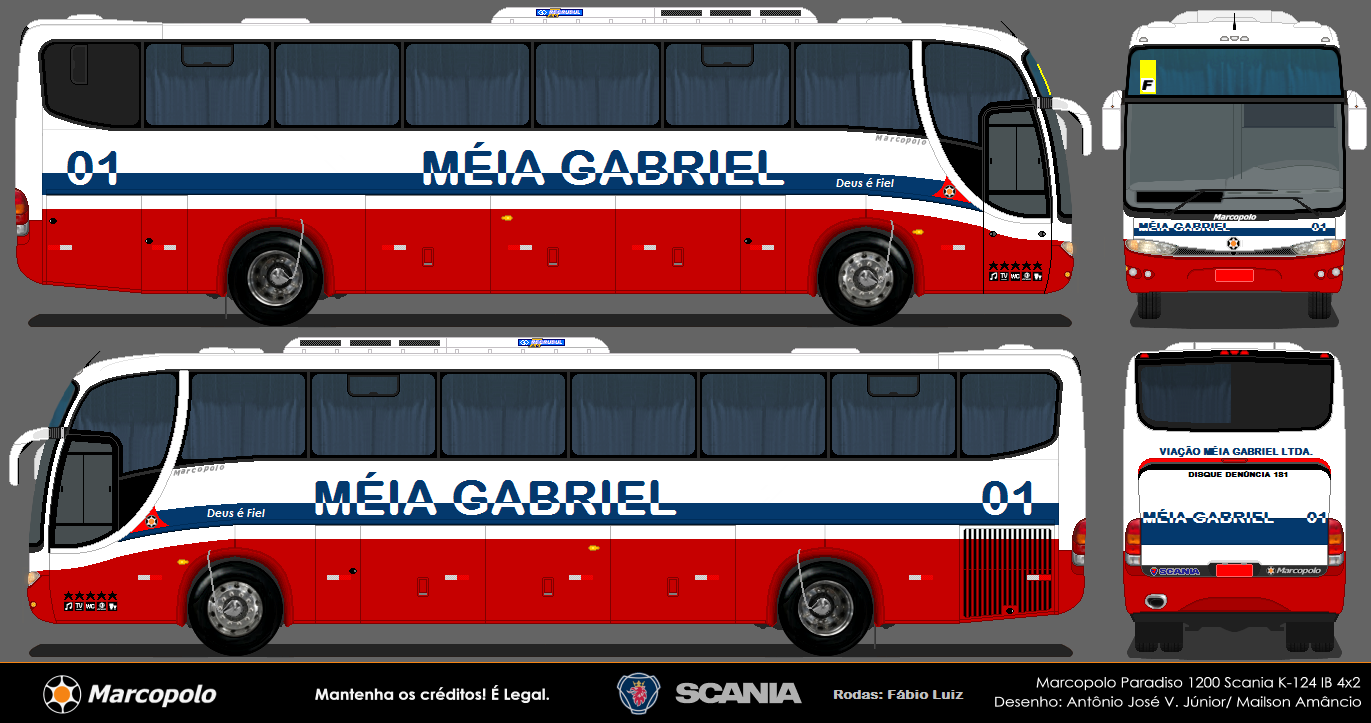 Desenhos de Ã´nibus: Marcopolo Paradiso G6 1200 Scania K-124 MÃ©ia ...