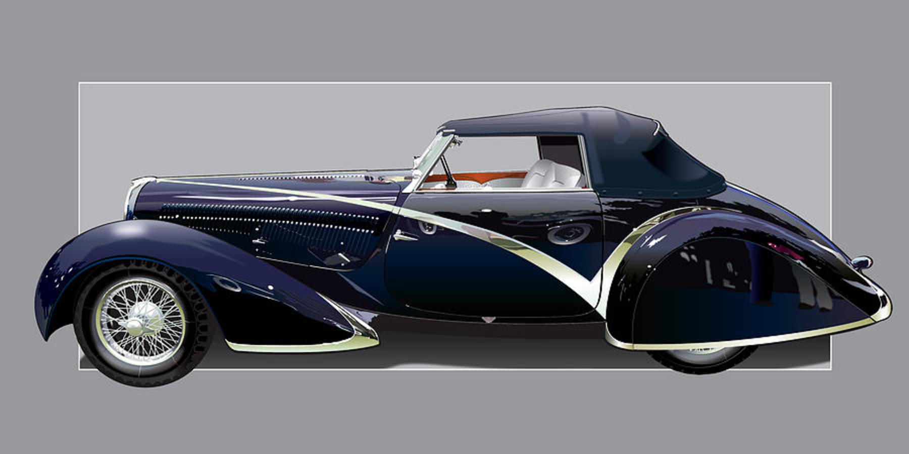 1936 Delahaye 135 Competition Drawing by Alain Jamar - 1936 ...