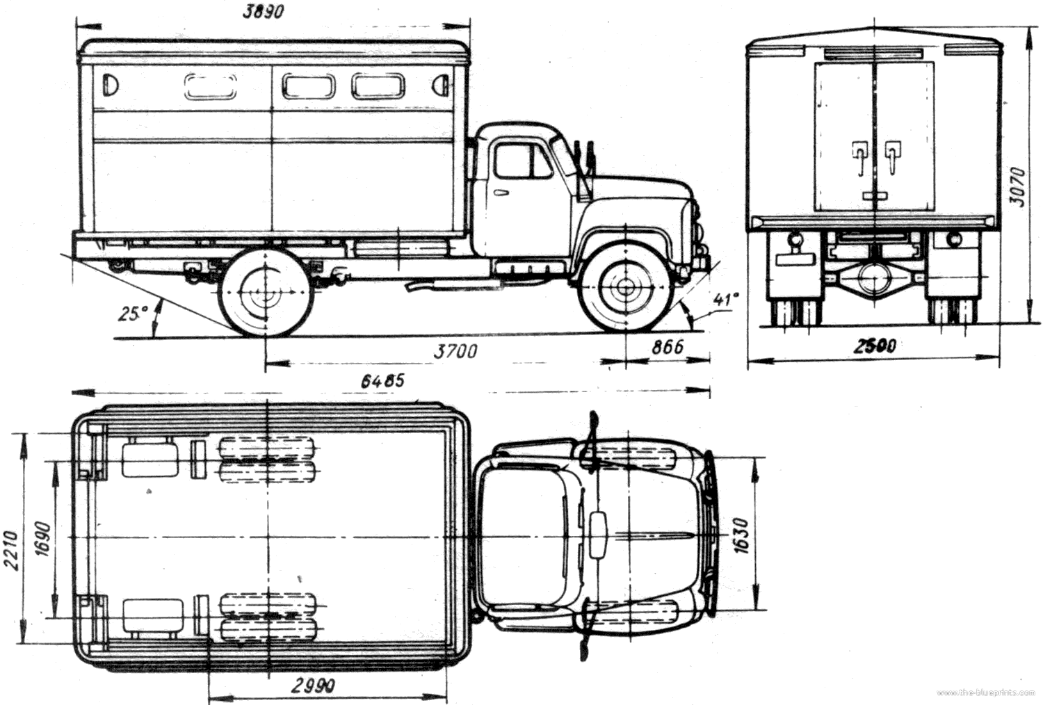 The-Blueprints.com - Blueprints > Trucks > GAZ > GAZ-53A GZSA-