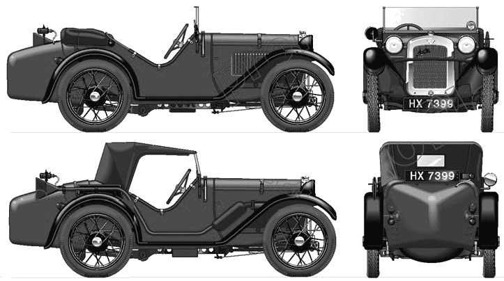 CAR blueprints - 1934 Austin Seven Ulster Replica Cabriolet blueprint