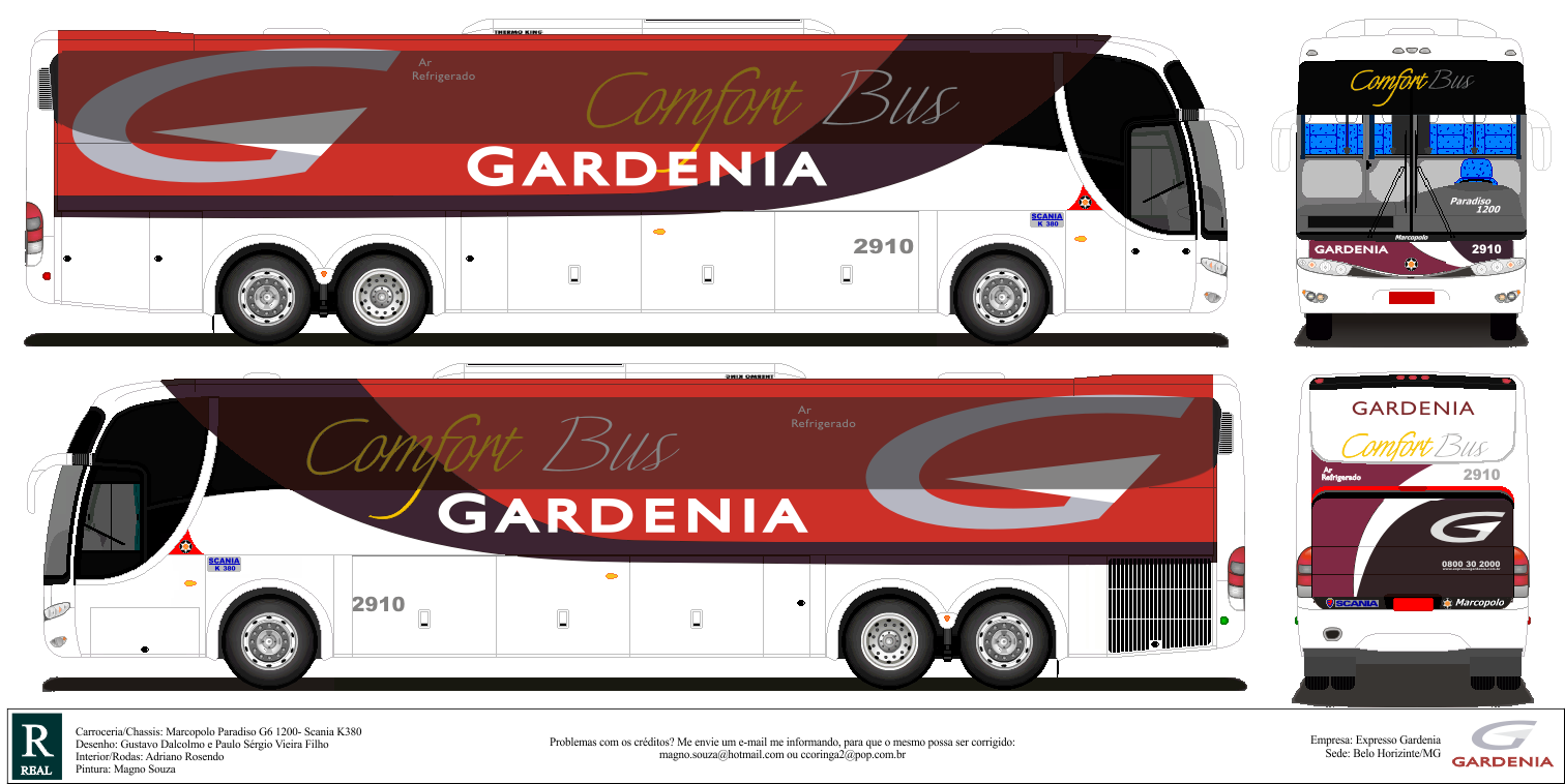 Ã”nibus em desenho: Gardenia- Marcopolo Paradiso G6 1200- Scania K380