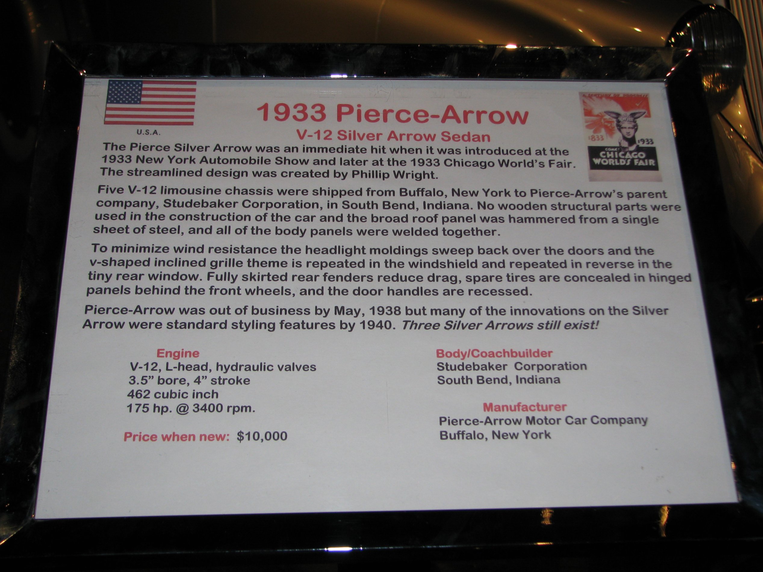 1933 Pierce-Arrow, V-12 Silver Arrow, Sedan (1 of only 3 remaining ...