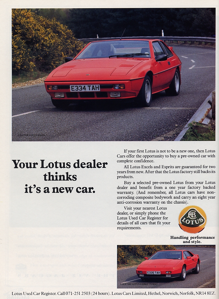 Lotus Excel - Vintage Car Ads