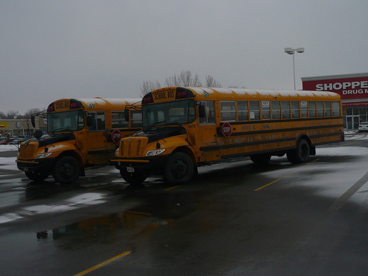 A pair of school buses (International 3300 school bus chassis ...
