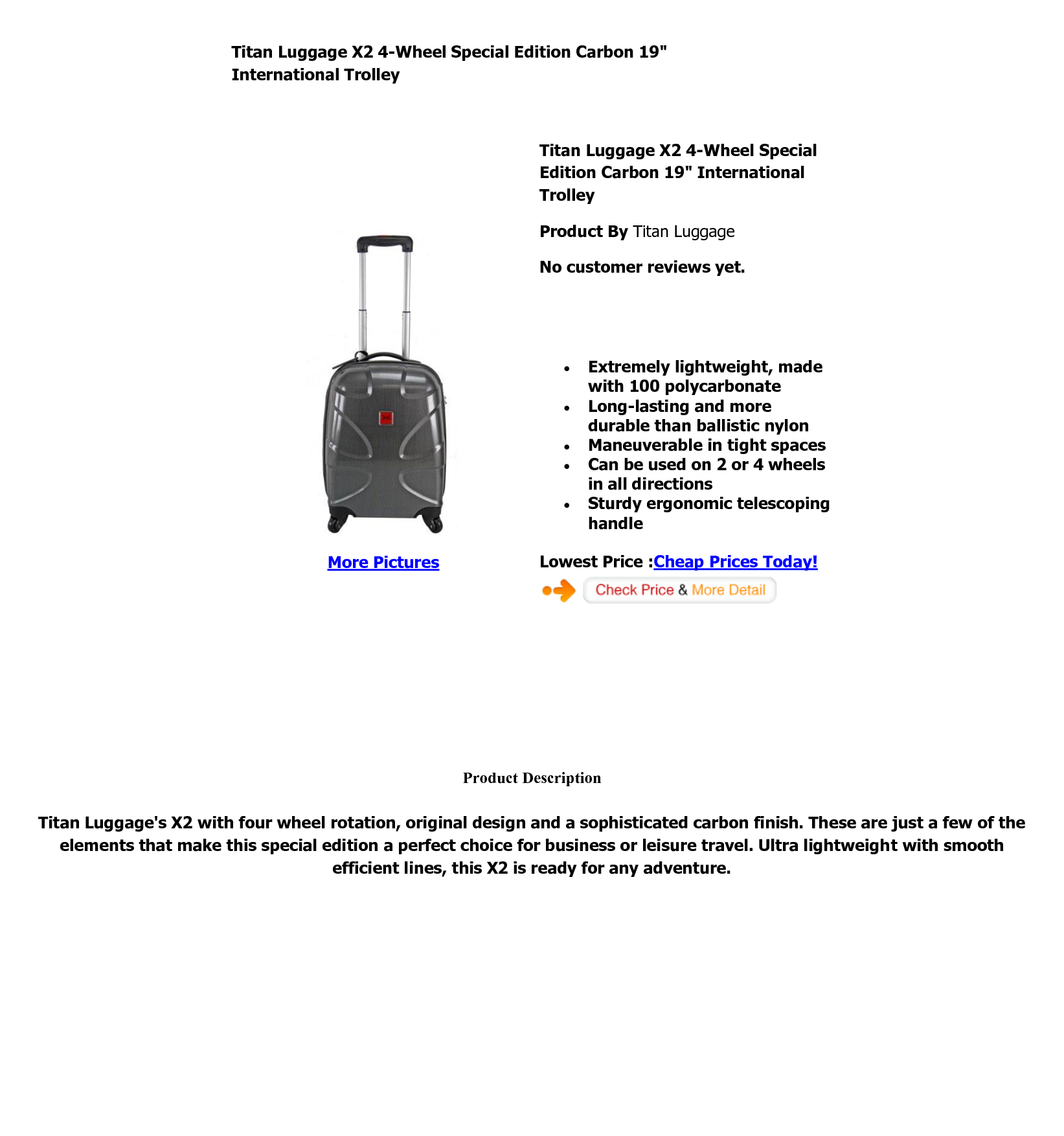 Titan Luggage X2 4-Wheel Special Edition Carbon 19 International ...