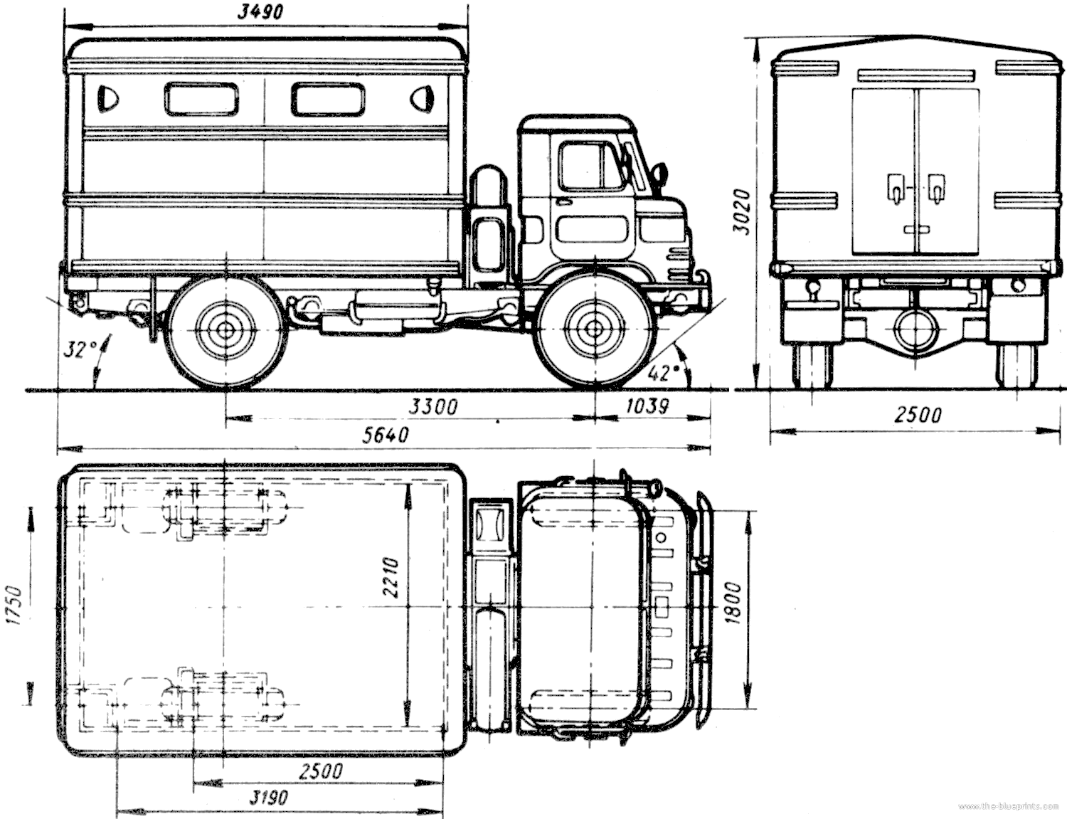 The-Blueprints.com - Blueprints > Trucks > GAZ > GAZ-66-01 GZSA-