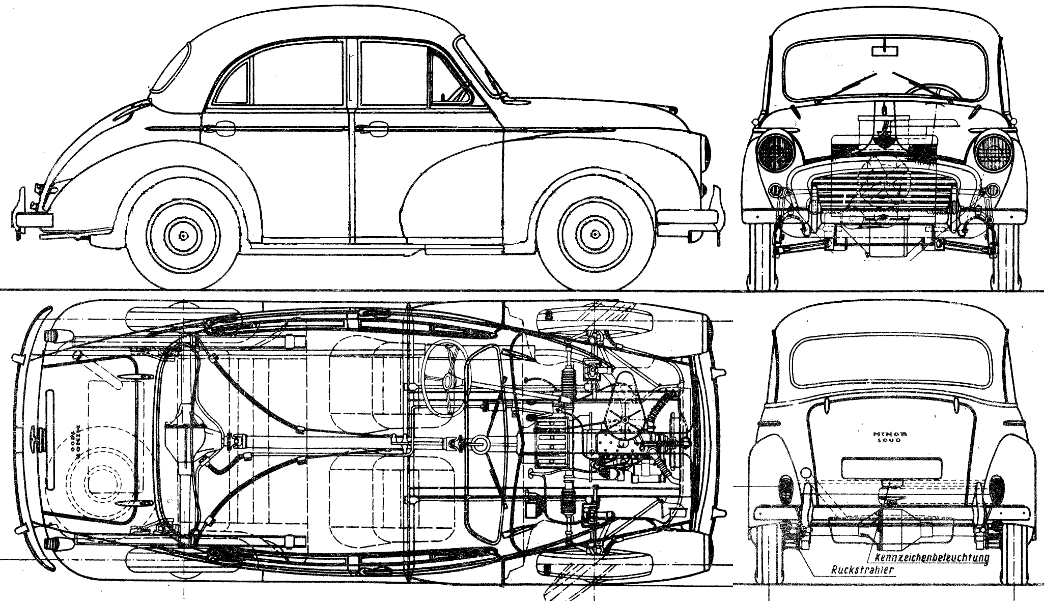 CAR blueprints - 1956 Morris Minor 1000 Sedan blueprint