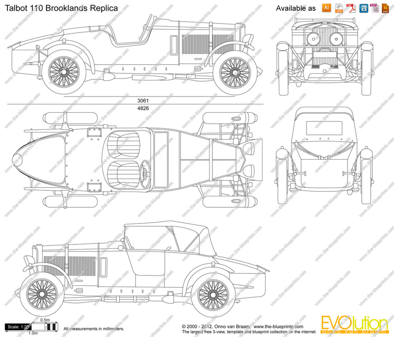 The-Blueprints.com - Vector Drawing - Talbot 110 Brooklands Replica