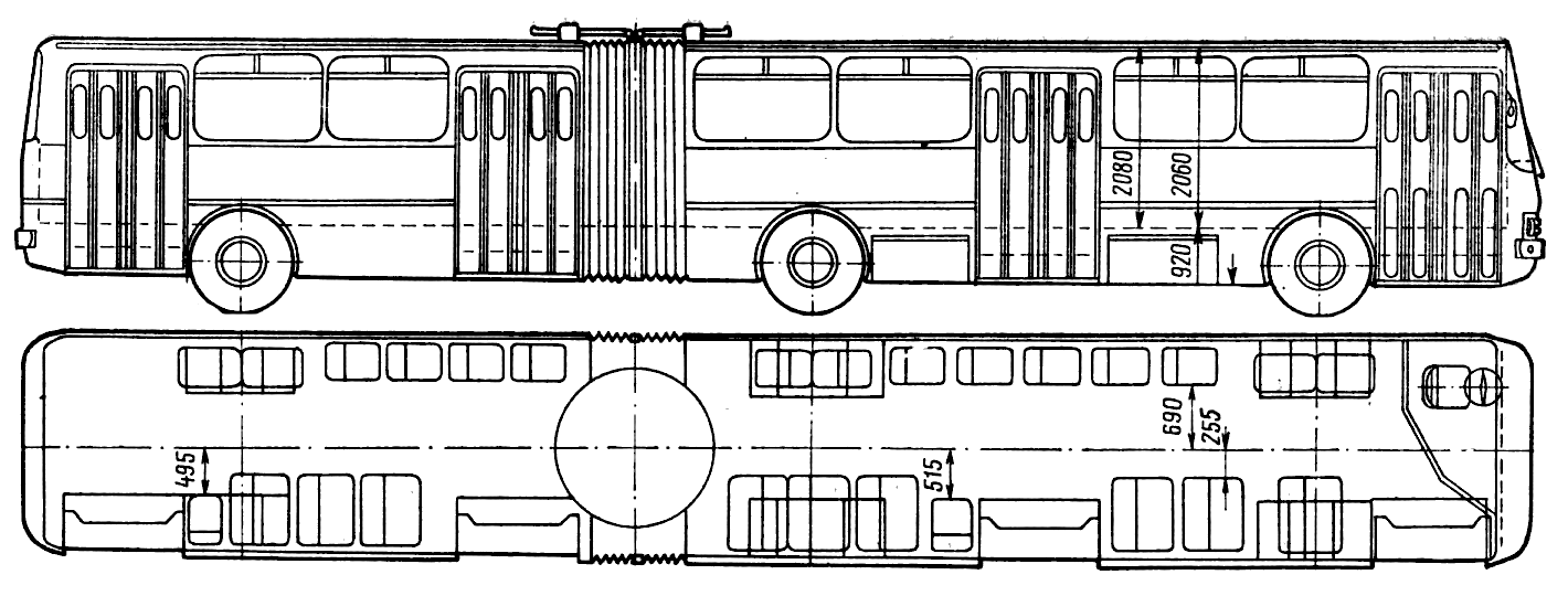 CAR blueprints - 1973 Ikarus 280 Bus blueprint