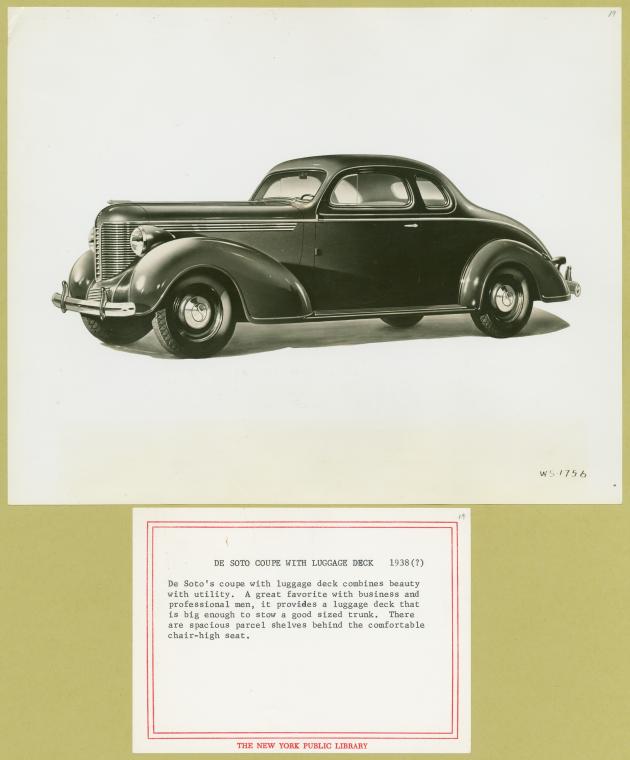 De Soto coupe with luggage deck, 1938 (?) - ID: 1570616 - NYPL ...