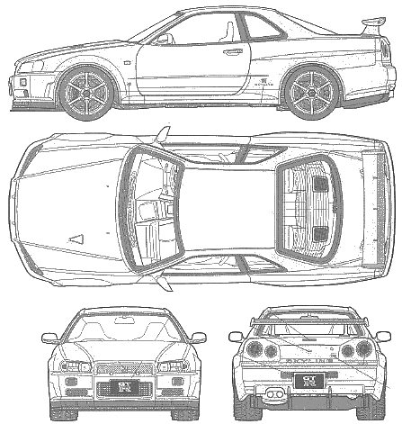 Automobile Nissan Skyline GTR Group V-Spec II R34: foto disegno .