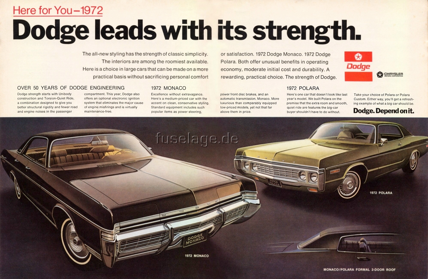 This ad was found in the November '71 issue of the Manufacturer's own Â»Dodge