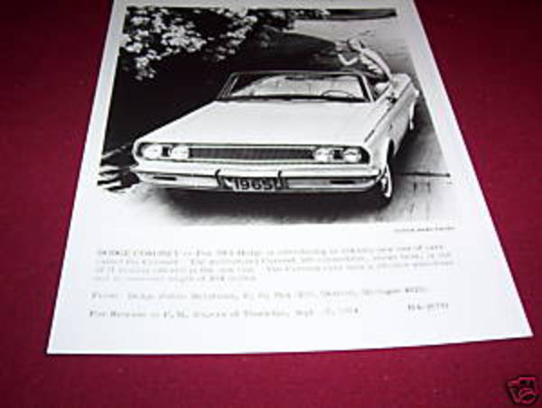 1965 Dodge Coronet 500 Conv 8x10 Press Photo Brochure | eBay