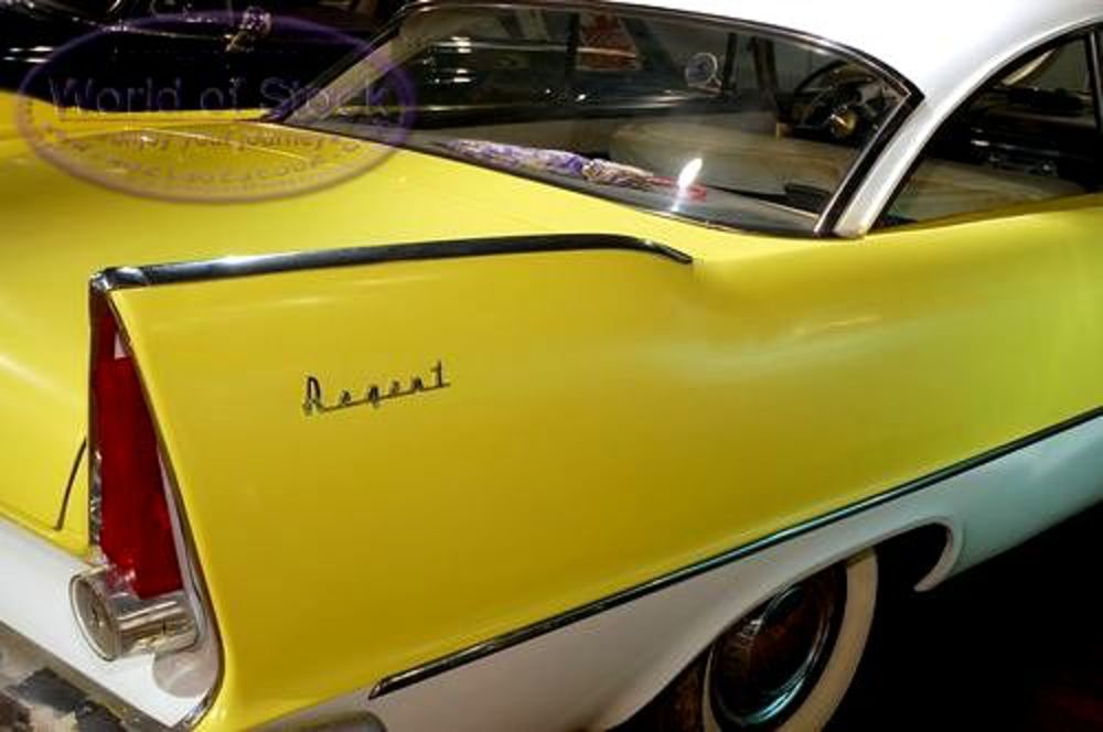 Stock Photo titled: Yellow 1957 Dodge Regent 2 Door Hardtop, unlicensed use