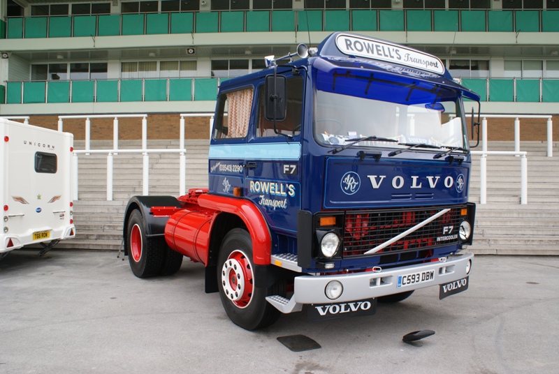 Pictures of a preserved Volvo F7 4x2 tractor with a sleeper cab.