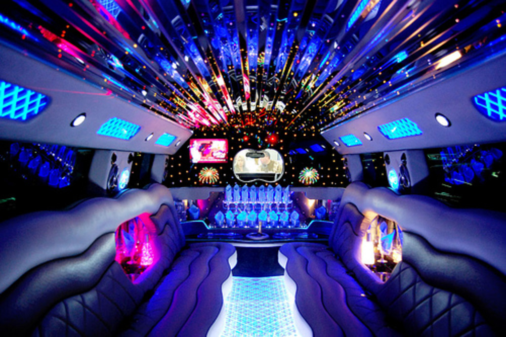 Hummer H2 limo interior. Inside a Hummer H2 limousine at Chauffeur Drive '08