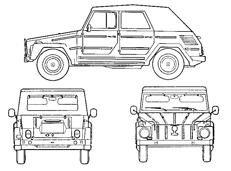 Volkswagen Type 181 Utility Vehicle Line Drawing