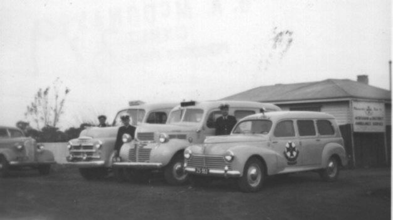 Horsham's Ambulance fleet in 1949 from left to right, the 1948 Dodge 108