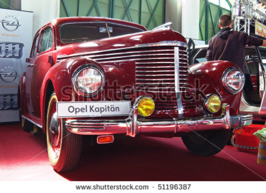 stock photo : BUDAPEST - APRIL 16: Rare 1939's Opel KapitÃ¤n Cabriolet front