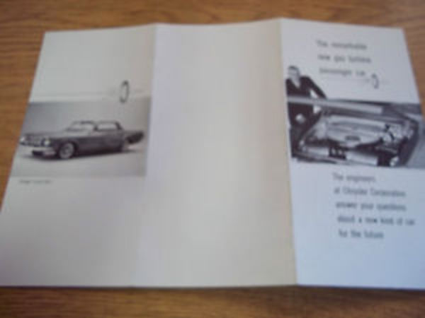 1962 Dodge Turbo Dart Gas Turbine Car Brochure Trifold | eBay