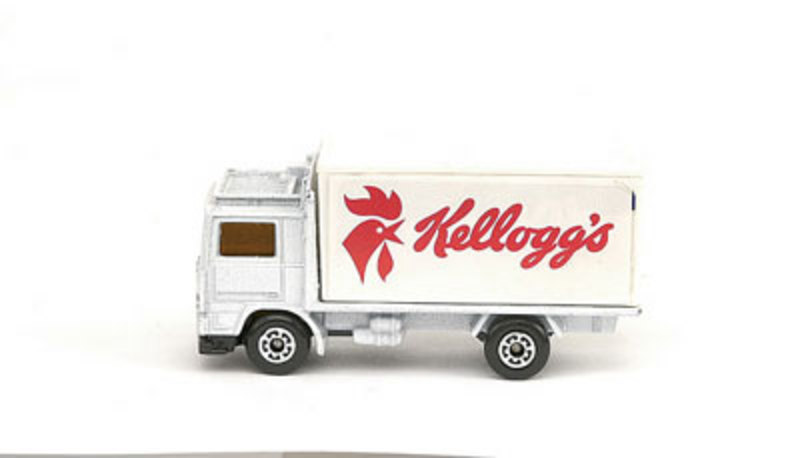 Reproduction Volvo Flatbed Truck with Container "Kellogg's and Milch Lait