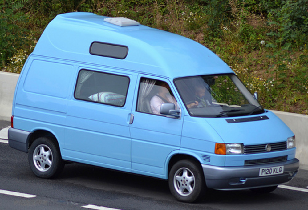 Volkswagen Transporter Campervan. Seen on the M4 in Newport.