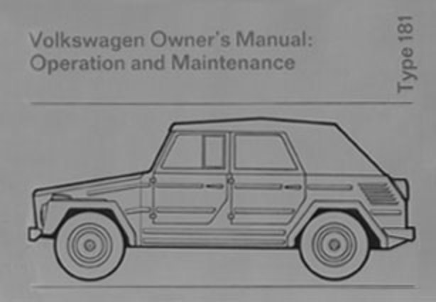 1973 Volkswagen Type 181 Thing Owners Manual.