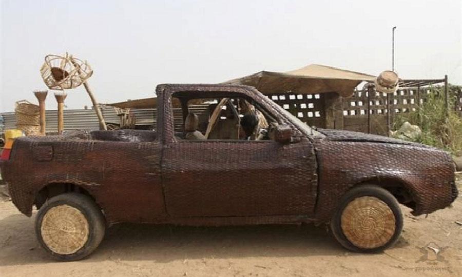 A Nigerian artist covered a Volkswagen Caddy pickup inside and out with