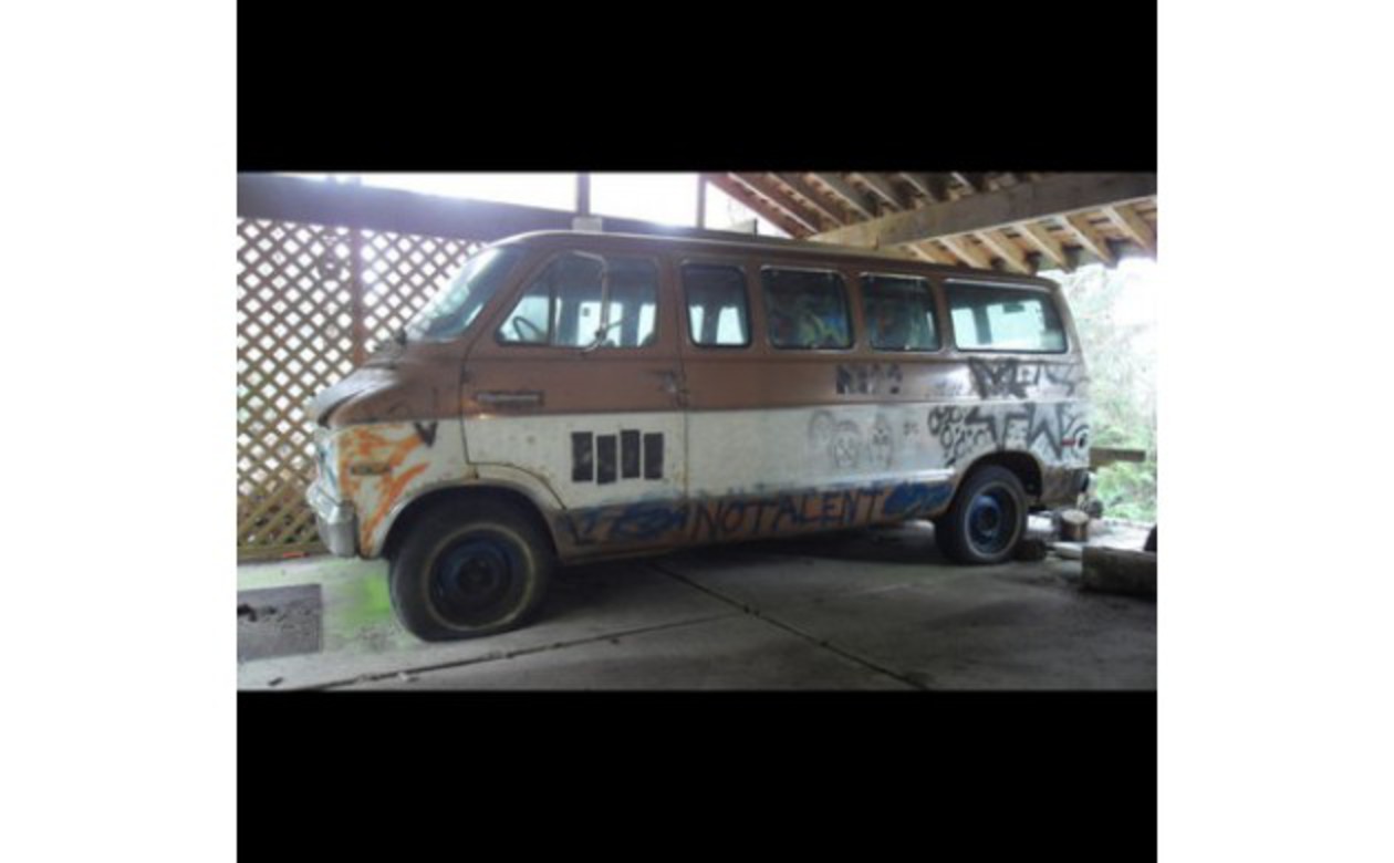 Known as the 'Melvan', the 1972 Dodge Sportsman Royal Van features a mural