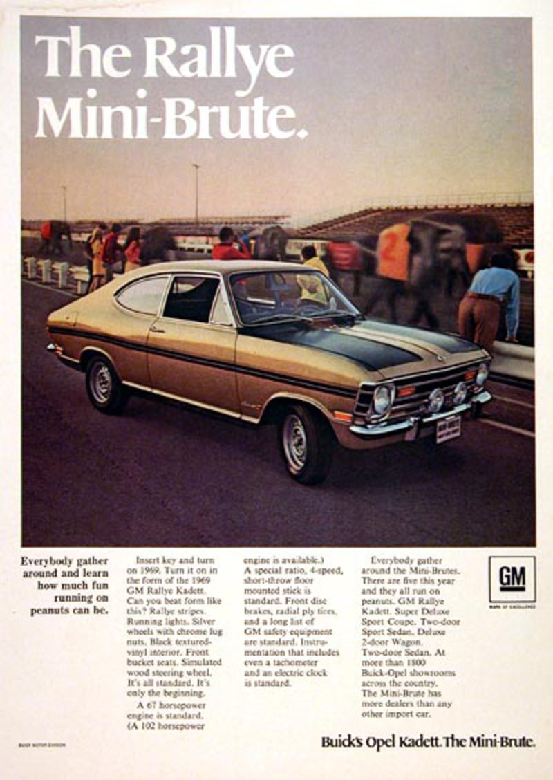 1969 Buick Opel Kadett Rallye Classic Vintage Print Ad