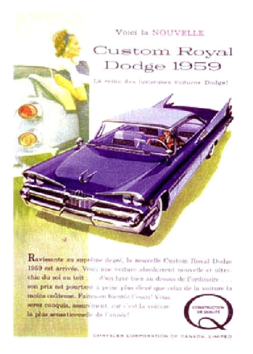 Dodge Custom Royal Lancer Frcdn Advert Mmod (1959)