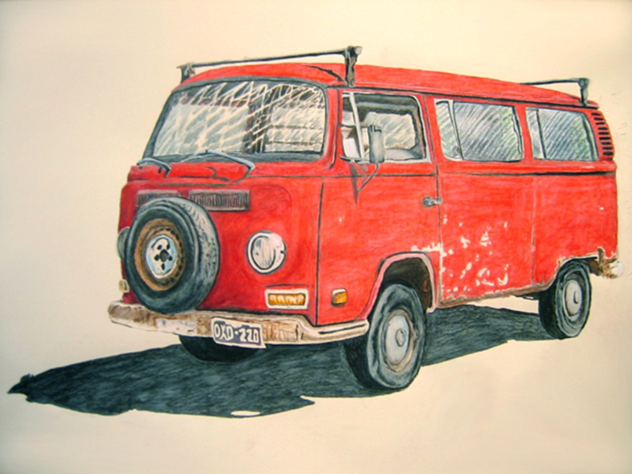 Red Volkswagen Mini-Bus