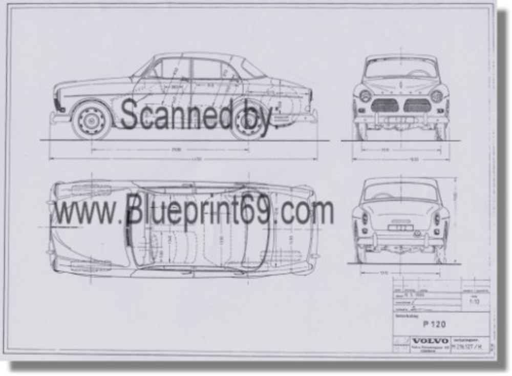 Volvo P120 Amazon Blueprint with 4 Views