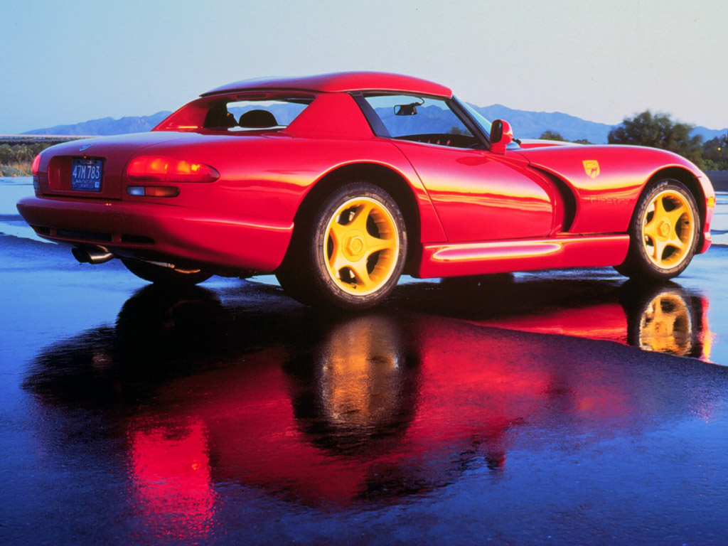 1996 Dodge Viper RT-10 in red. The Viper RT/10 featured Double Wishbone