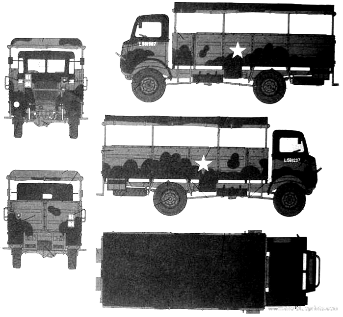 CAR blueprints - Bedford QLD 3-ton 4x4 Troopcarrier Truck blueprint