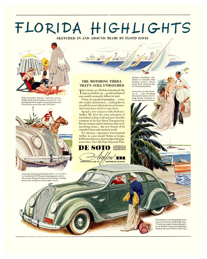 1936 - De Soto Airflow IIi Automobile Advertisement - Color ...