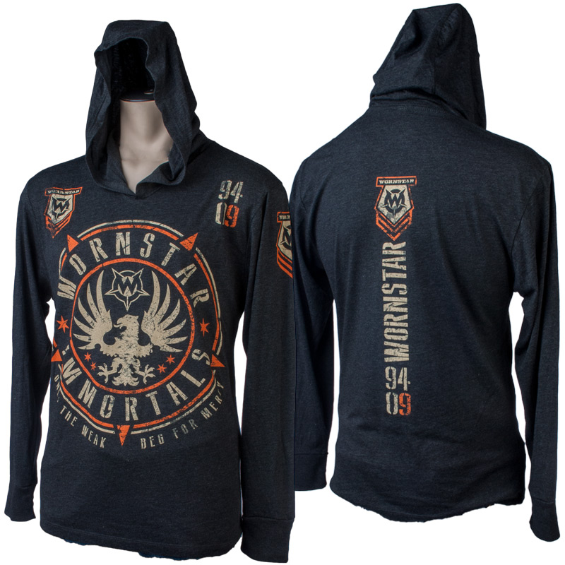 Wornstar Immortals Eagle Hoodie Vintage Black | Wornstar Clothing