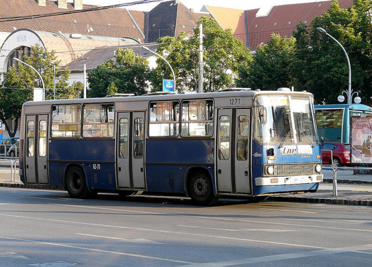 IKARUS 240 blue bus waiting to replace tram line at MdÃ¡ch tÃ©r ...