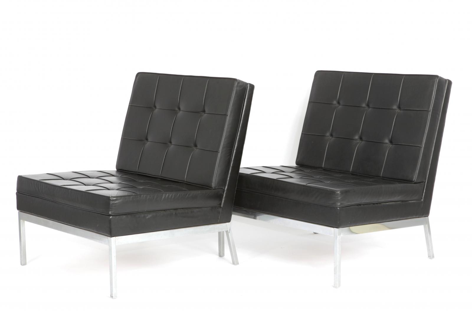 AreaNeo | Pair of lounge chairs in black leather - Lauritz.com ...