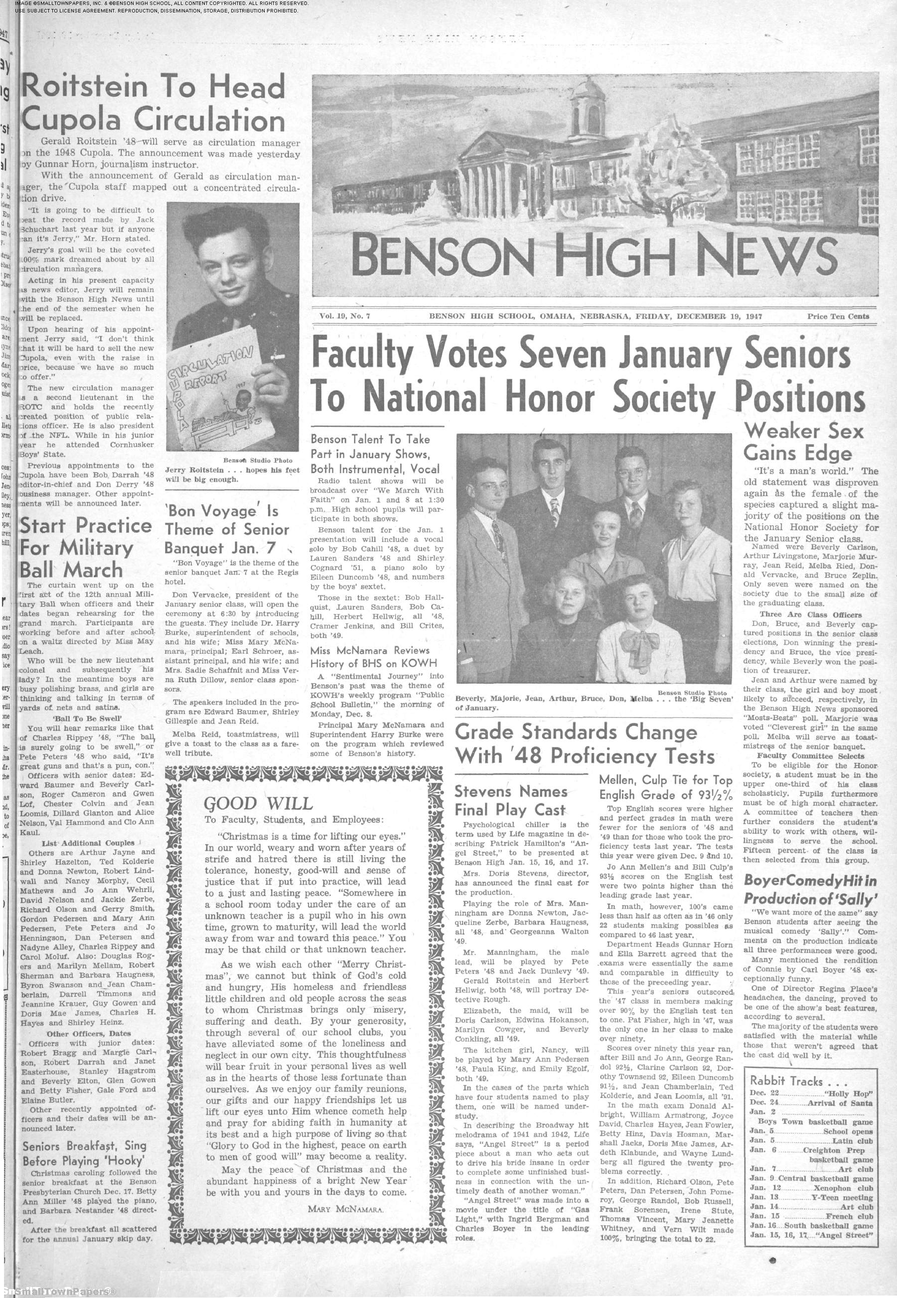 Benson High News December 18, 1947 Page01