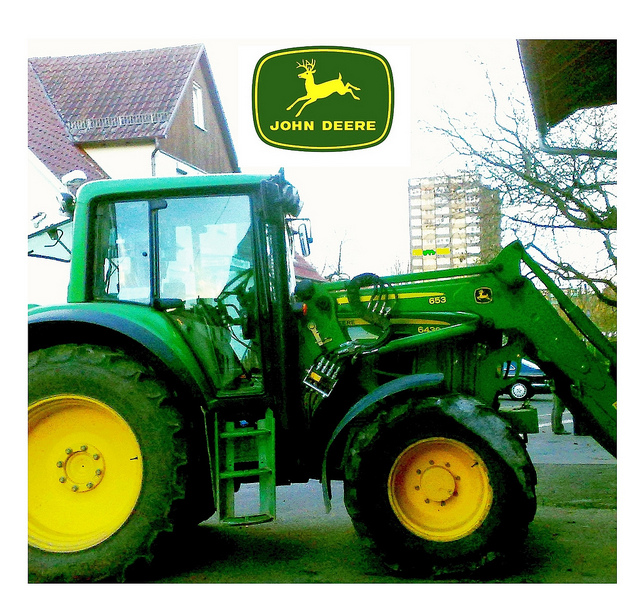 John Deere 6430, with old JD logo, and new edited logo, a collage ...