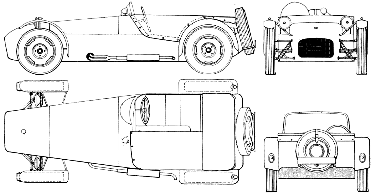 CAR blueprints - 1962 Lotus 7 S2 Roadster blueprint