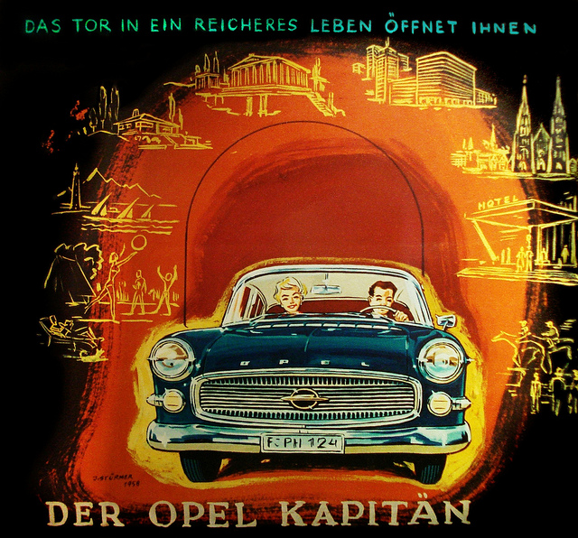 Opel KapitÃ¤n (1958) P1 bzw. P2,5 Plakatentwurf von Julius StÃ¼rmer ...