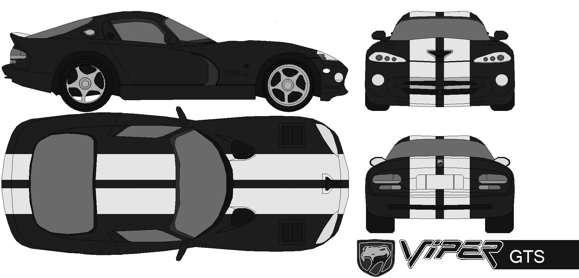 CAR blueprints - 2003 Dodge Viper GTS Coupe blueprint