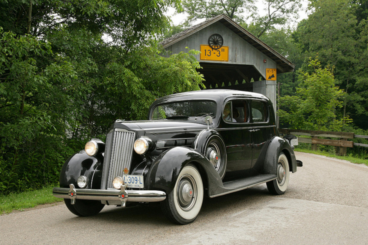 1936 Packard Club Sedan, Crossing the Doyle Road Covered Bridge ...