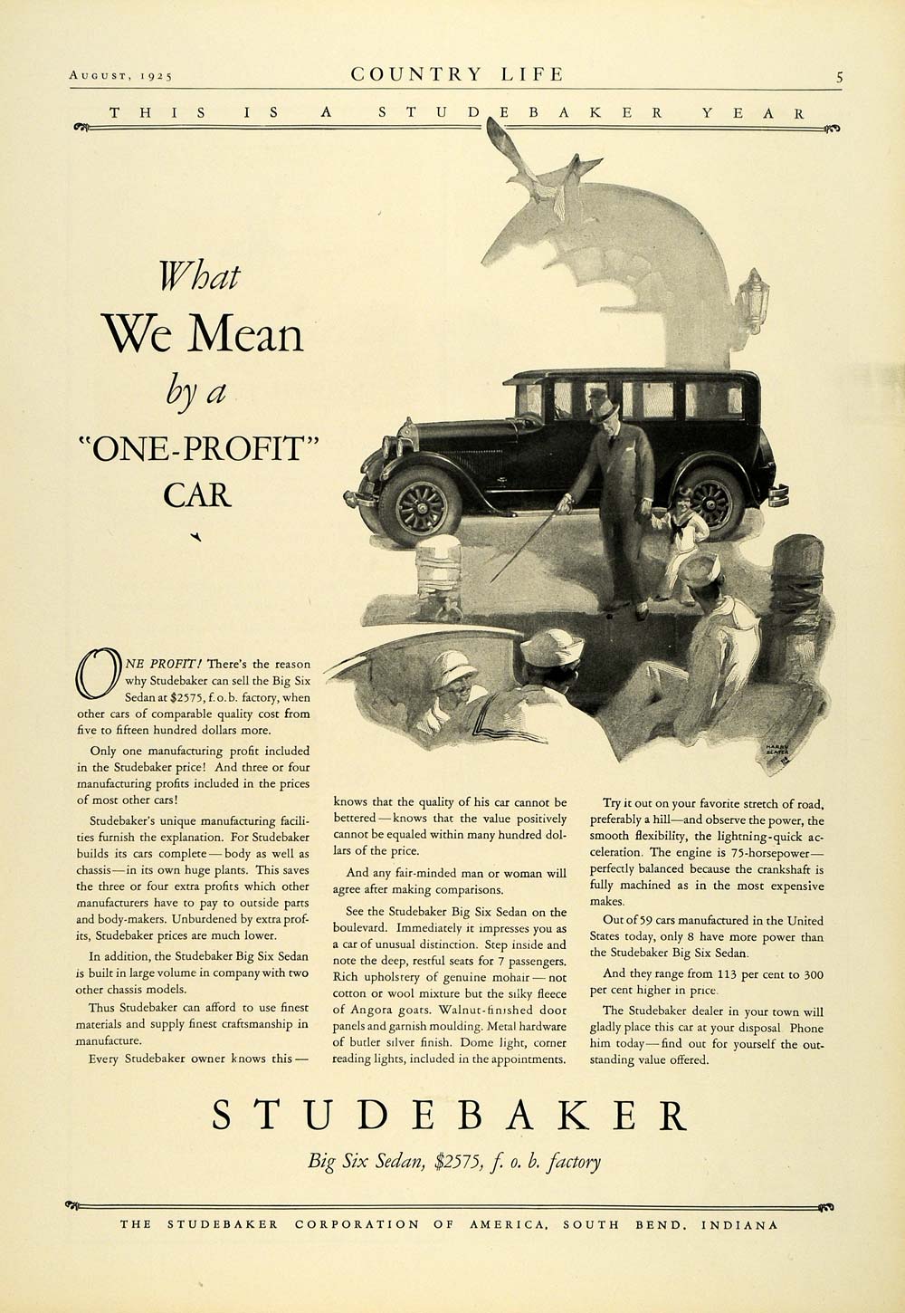 1925 Ad Antique Studebaker Big Six Sedan Automobile Car Military ...