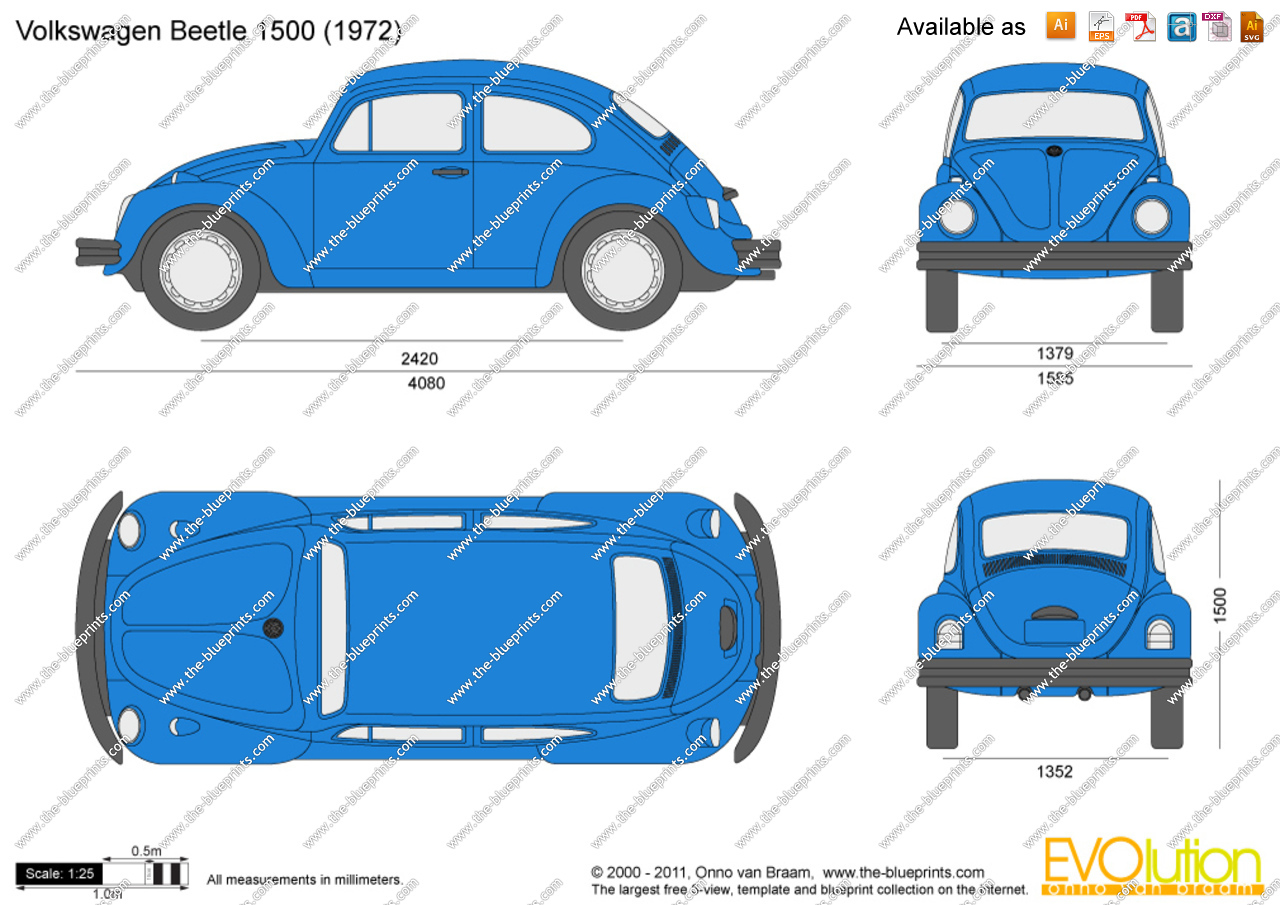 The-Blueprints.com - Vector Drawing - Volkswagen Beetle 1500