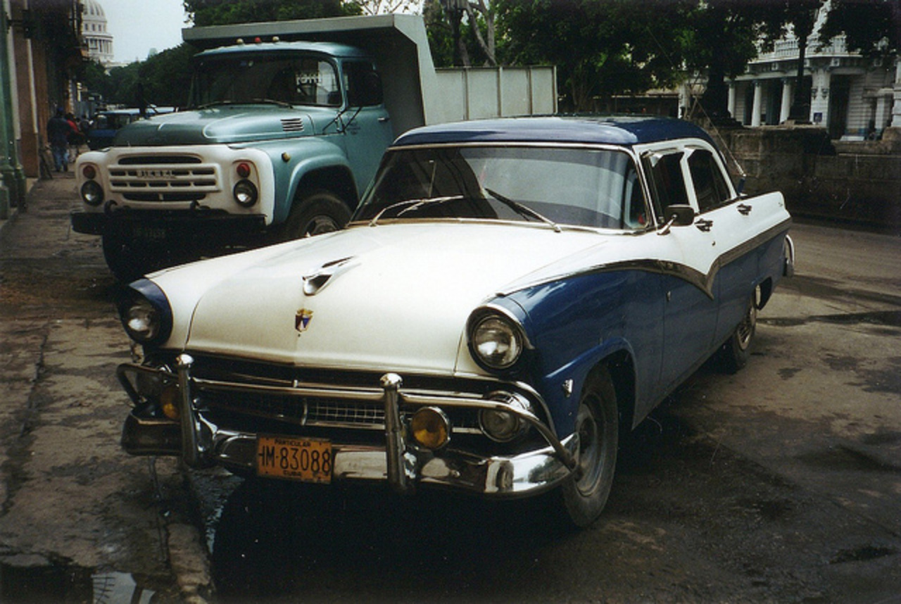1955 Ford Fairlane Town Sedan (w/56 Ford hood ornament) and ZIL ...